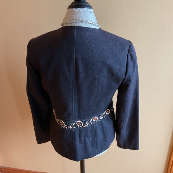 BURKE AVENUE Black Zip Beaded Waistline Women's Blazer Size 8 - Picture 2 of 8
